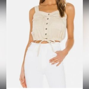 Free People Khaki Cargo Cropped Top XS